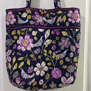 Vera Bradley Purple and Navy Floral Quilted Tote